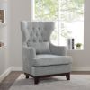 Button Tufted Wing-Back Accent Chair 1pc Light Gray Fabric Upholstered Pillow Solid Wood Traditional Living Room Furniture - as Pic