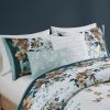 5 Piece Cotton Floral Comforter Set with Throw Pillows - as Pic