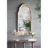 22" x 48" Large Cream & Gold Framed Wall Mirror, Wood Arched Mirror with Decorative Window Look for Living Room, Bathroom, Entryway - as Pic