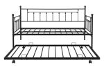 Metal Twin Daybed with Trundle/ Heavy-duty Sturdy Metal/ Noise Reduced/ Trundle for Flexible Space/ Vintage Style/ No Box Spring Needed - as Pic