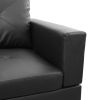 Black Faux Leather 3-Piece Couch Living Room Sofa Set A - Black