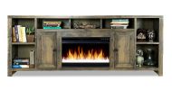 Bridgevine Home Joshua Creek 84 inch Electric Fireplace TV Stand for TVs up to 95 inches, Minimal Assembly, Barnwood Finish - as Pic