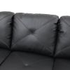 Black Faux Leather 3-Piece Couch Living Room Sofa Set A - Black