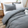 100% Washed Cotton Duvet Cover Set, Durable Fade-Resistant Natural Bedding Set (No Comforter) - Grey - Twin