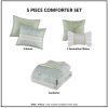 5 Piece Seersucker Comforter Set with Throw Pillows - as Pic