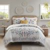 4 Piece Floral Comforter Set with Throw Pillow - as Pic