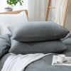 100% Washed Cotton Duvet Cover Set, Durable Fade-Resistant Natural Bedding Set (No Comforter) - Grey - Queen