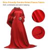 Wearable Fleece Blanket with Sleeves Cozy Warm Microplush Sofa Blanket Extra Soft Lightweight for Adult Women Men 3 Colors - Red