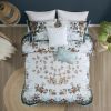 5 Piece Cotton Floral Comforter Set with Throw Pillows - as Pic