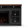 Bridgevine Home Essex 74 inch Fireplace TV Stand Console for TVs up to 85 inches, Minimal Assembly, Black and Whiskey Finish - as Pic