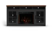 Bridgevine Home Essex 74 inch Fireplace TV Stand Console for TVs up to 85 inches, Minimal Assembly, Black and Whiskey Finish - as Pic