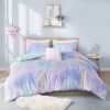 Watercolor Tie Dye Printed Duvet Cover Set with Throw Pillow - as Pic