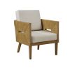 Handcrafted Rattan Upholstered Accent Arm Chair - as Pic