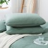 100% Washed Cotton Duvet Cover Set, Durable Fade-Resistant Natural Bedding Set (No Comforter) - Sage Green - Twin